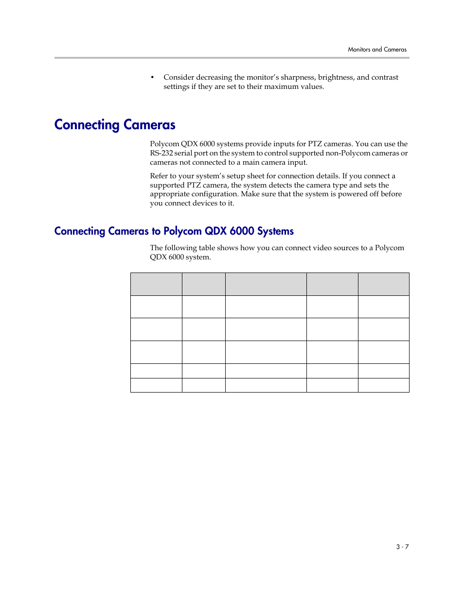 Connecting cameras, Connecting cameras to polycom qdx 6000 systems, Connecting cameras -7 | Connecting cameras to polycom qdx 6000 systems -7 | Polycom 6000 User Manual | Page 35 / 126