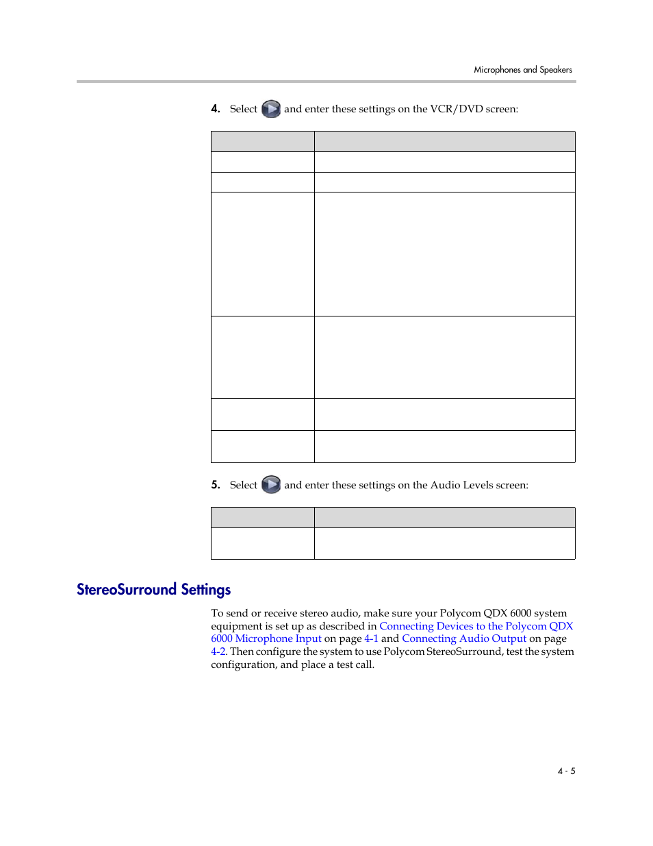 Stereosurround settings, Stereosurround settings -5 | Polycom 6000 User Manual | Page 47 / 126