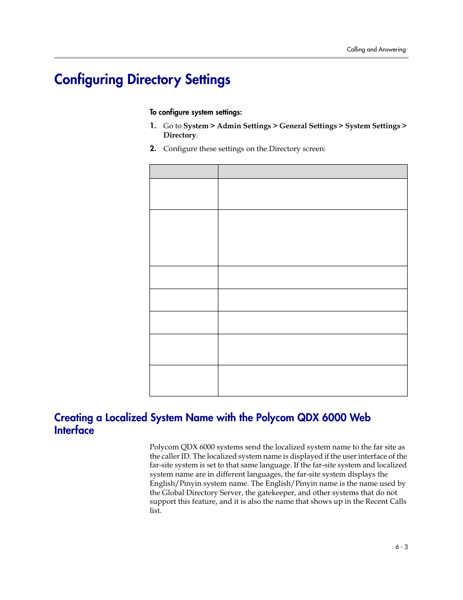 Configuring directory settings, Configuring directory settings -3 | Polycom 6000 User Manual | Page 59 / 126