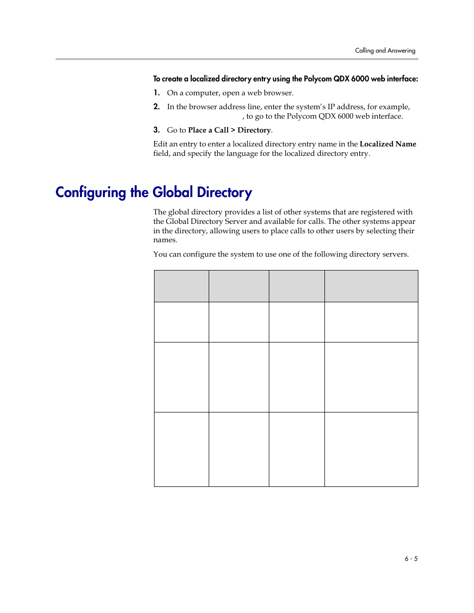 Configuring the global directory, Configuring the global directory -5 | Polycom 6000 User Manual | Page 61 / 126