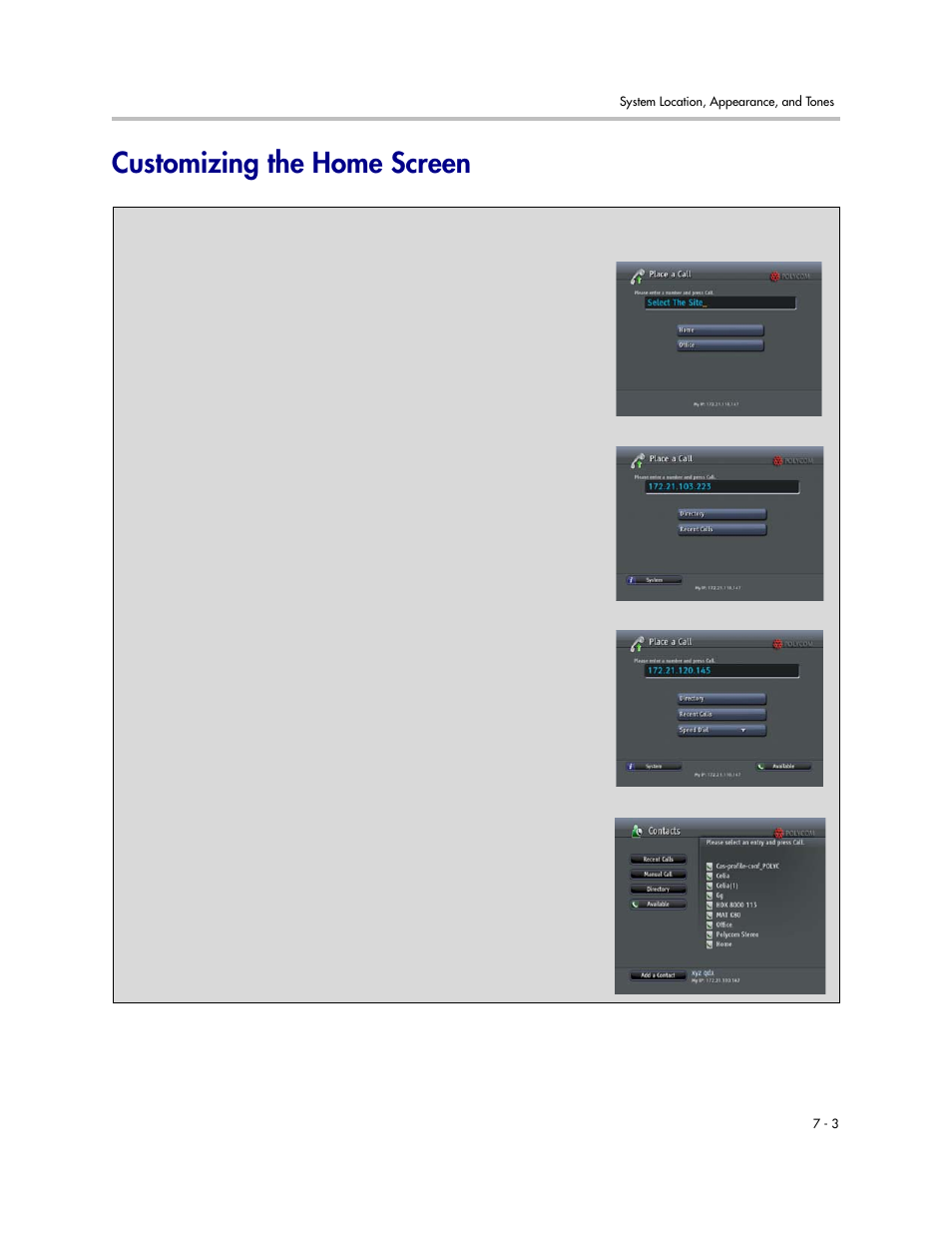 Customizing the home screen, Customizing the home screen -3 | Polycom 6000 User Manual | Page 67 / 126