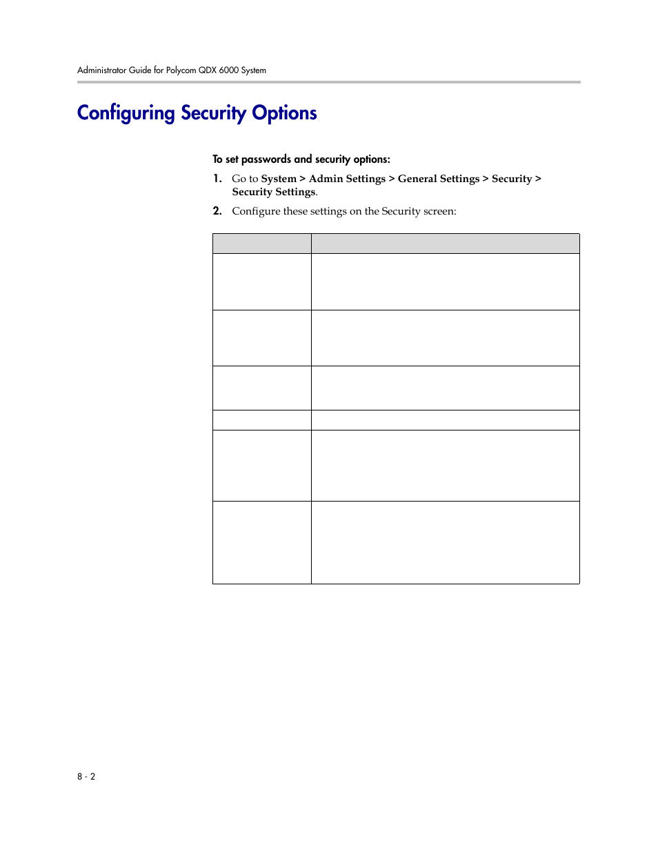 Configuring security options, Configuring security options -2 | Polycom 6000 User Manual | Page 76 / 126