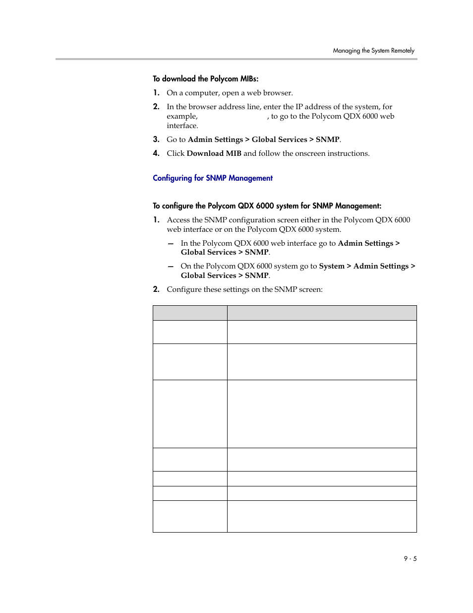 Configuring for snmp management, Configuring for snmp management -5 | Polycom 6000 User Manual | Page 91 / 126