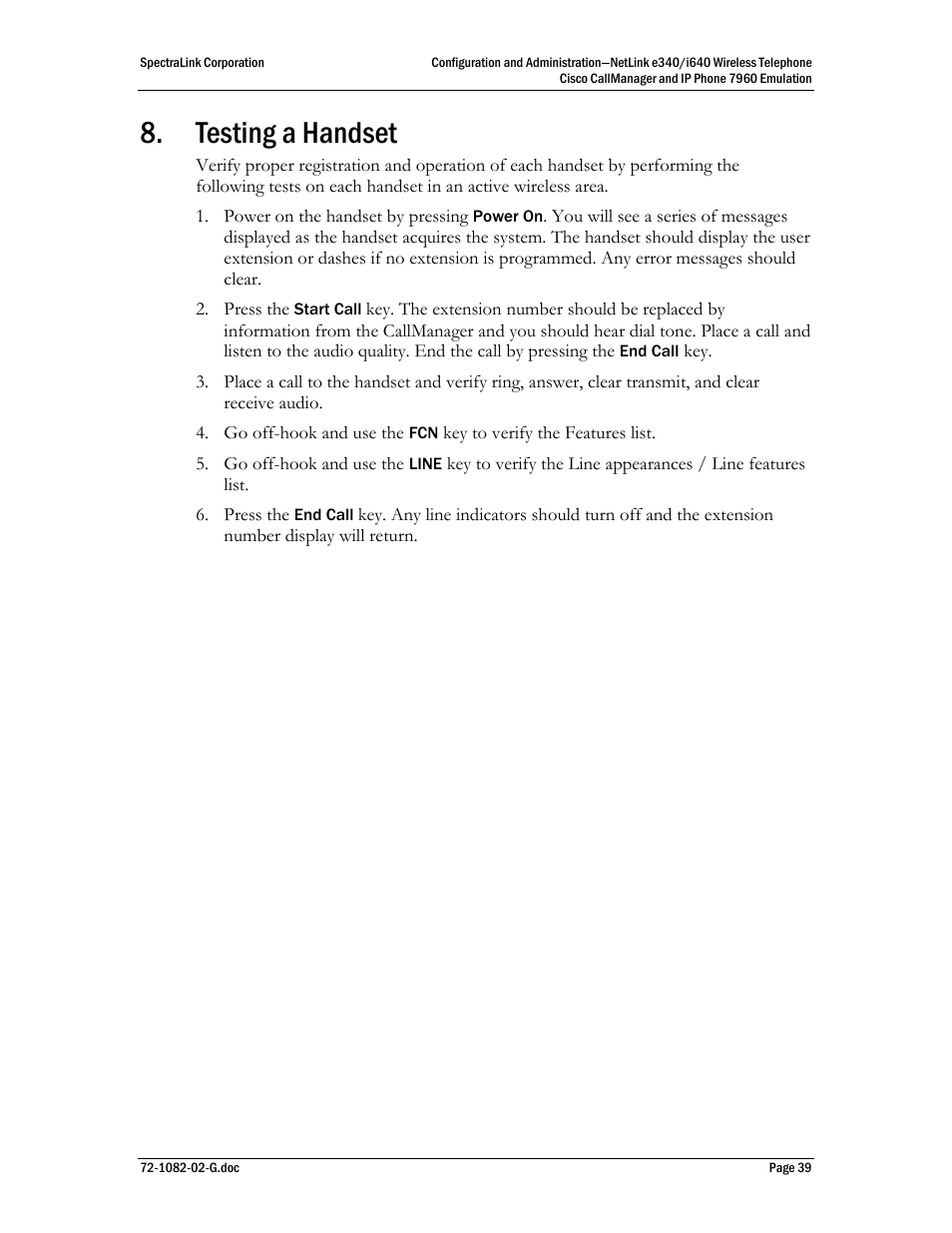 Testing a handset | Polycom SpectraLink NetLink E340 User Manual | Page 39 / 58