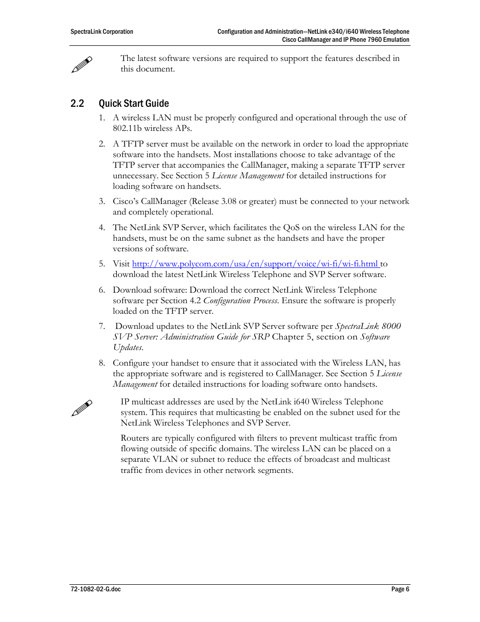 2 quick start guide | Polycom SpectraLink NetLink E340 User Manual | Page 6 / 58