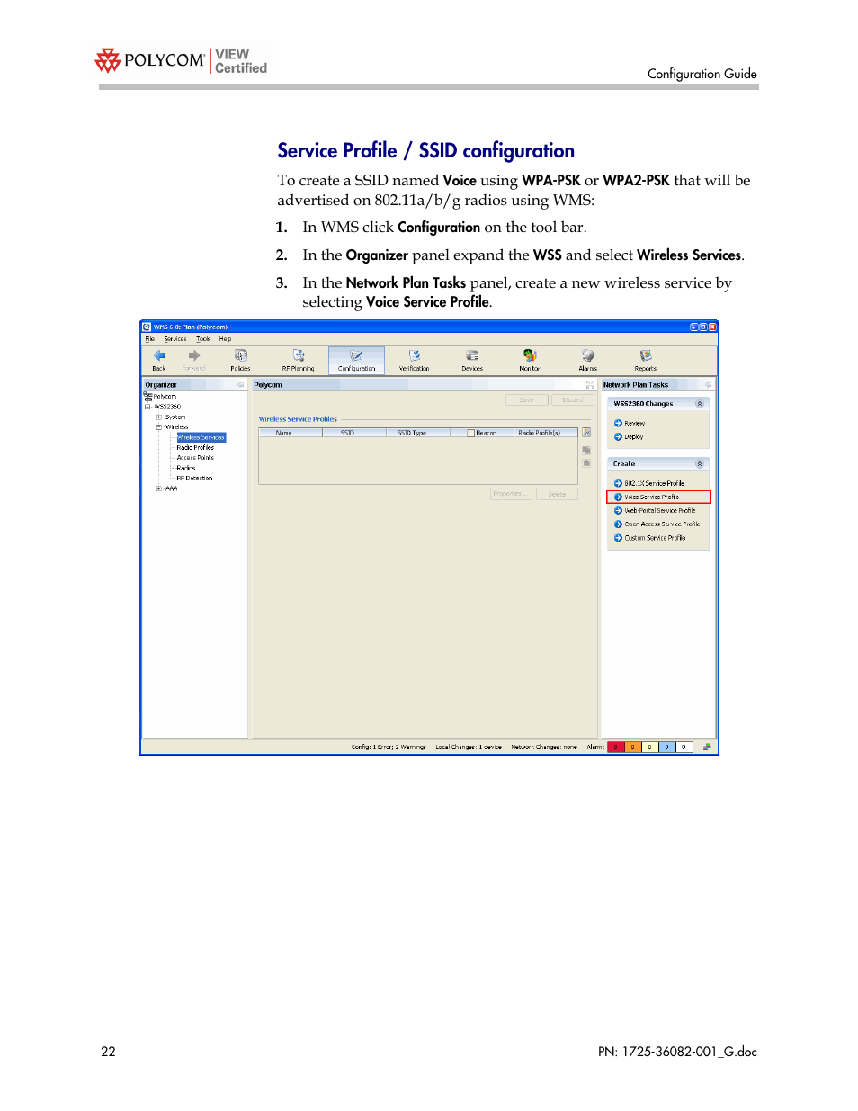 Service profile / ssid configuration | Polycom 1725-36082-001 User Manual | Page 22 / 37