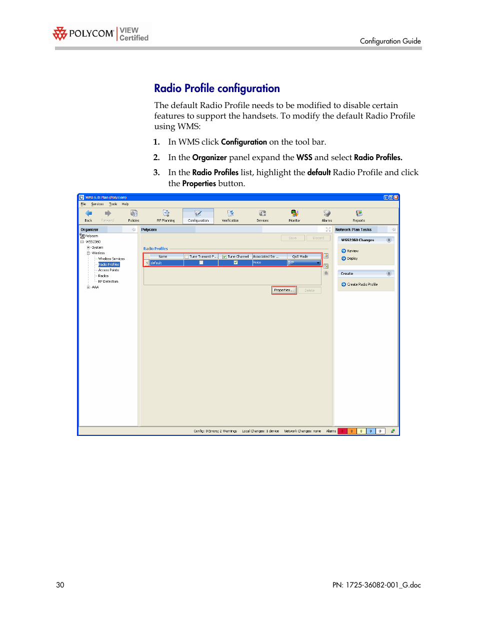 Radio profile configuration | Polycom 1725-36082-001 User Manual | Page 30 / 37
