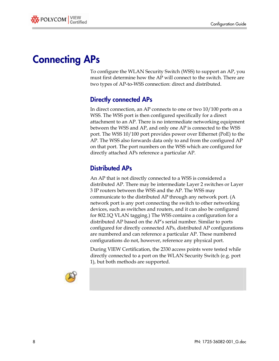 Connecting aps, Directly connected aps, Distributed aps | Polycom 1725-36082-001 User Manual | Page 8 / 37
