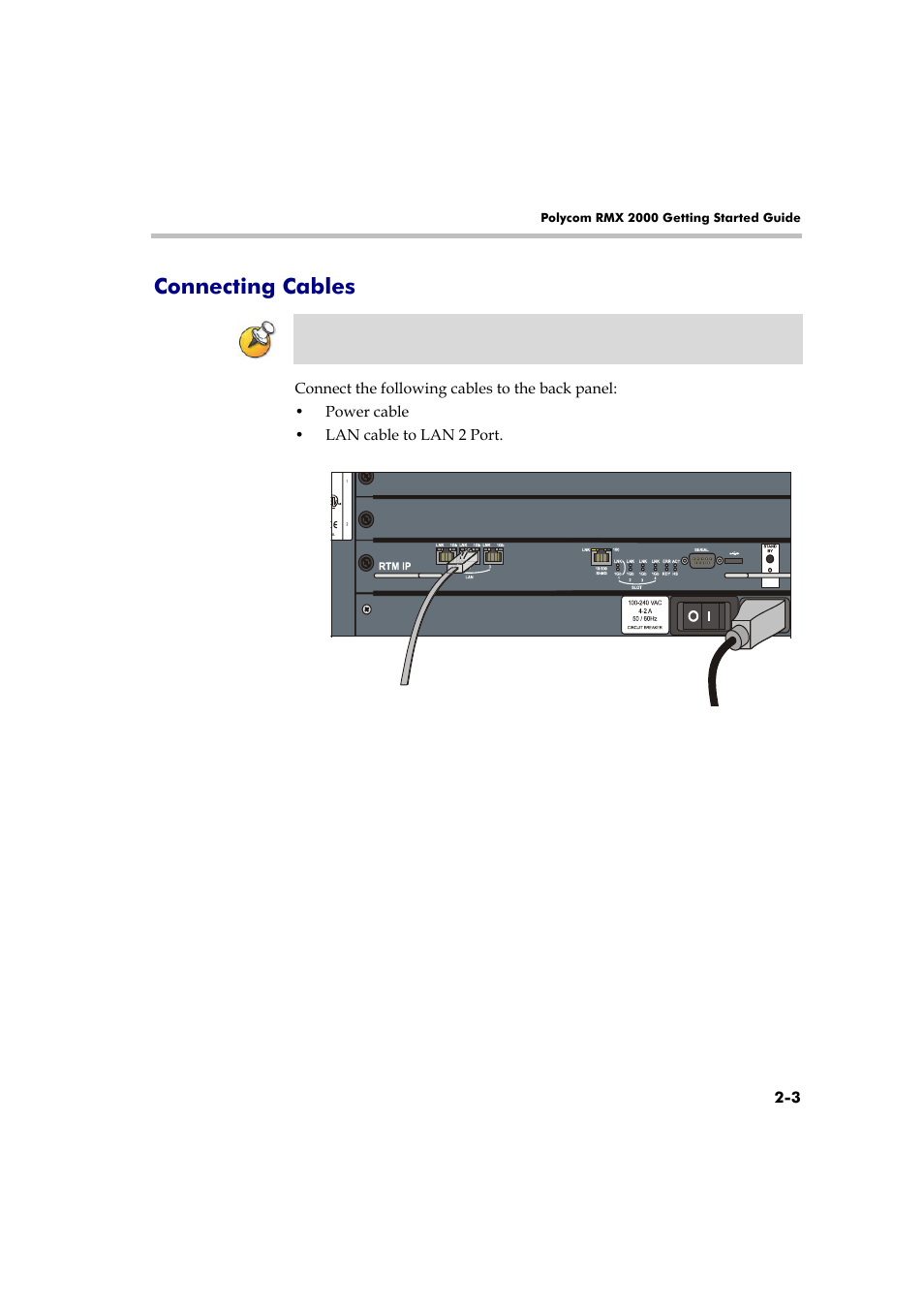 Connecting cables, Connecting cables -3 | Polycom RMX 2000 User Manual | Page 17 / 84