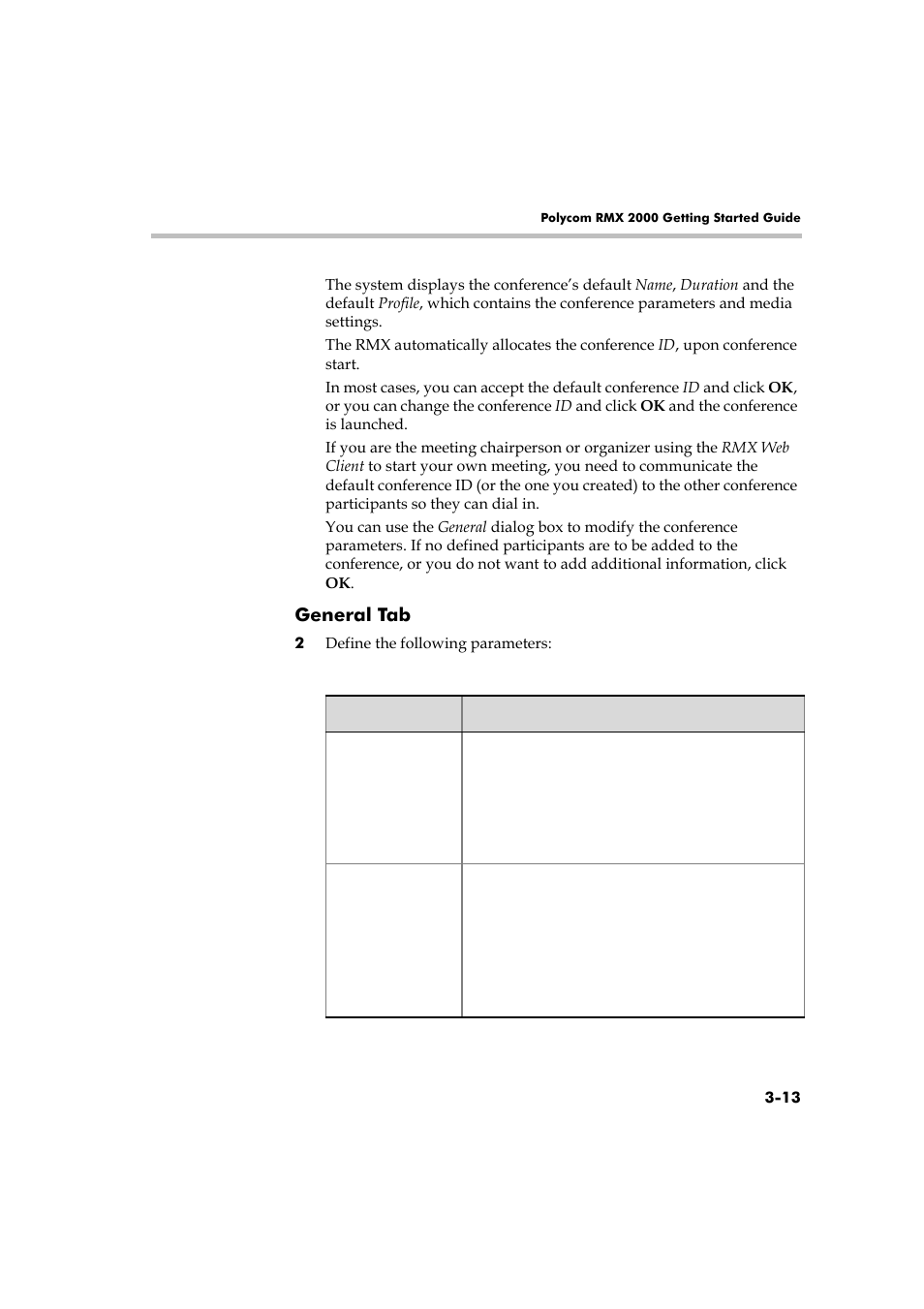 General tab, General tab -13 | Polycom RMX 2000 User Manual | Page 47 / 84