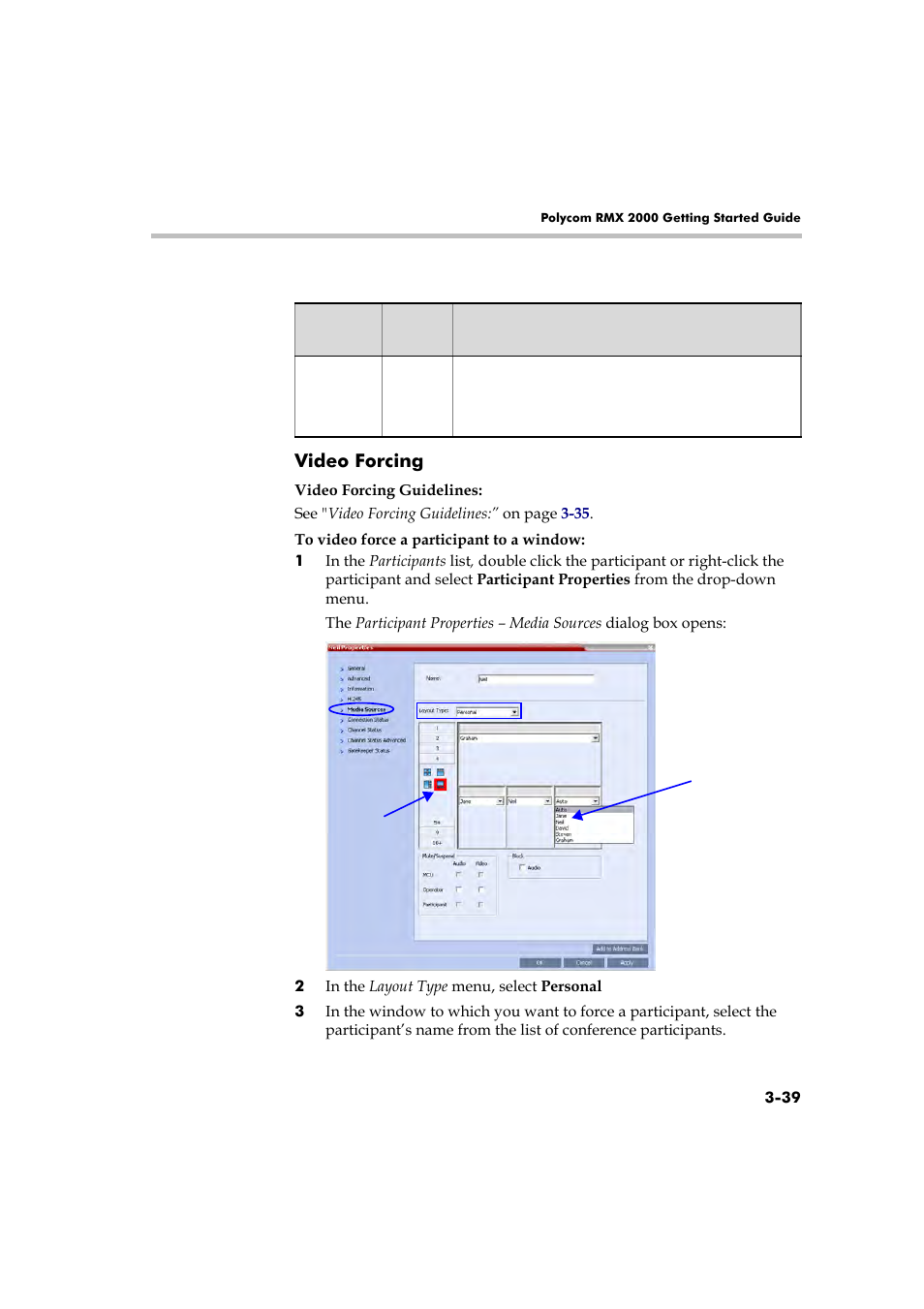 Video forcing, Video forcing -39 | Polycom RMX 2000 User Manual | Page 73 / 84