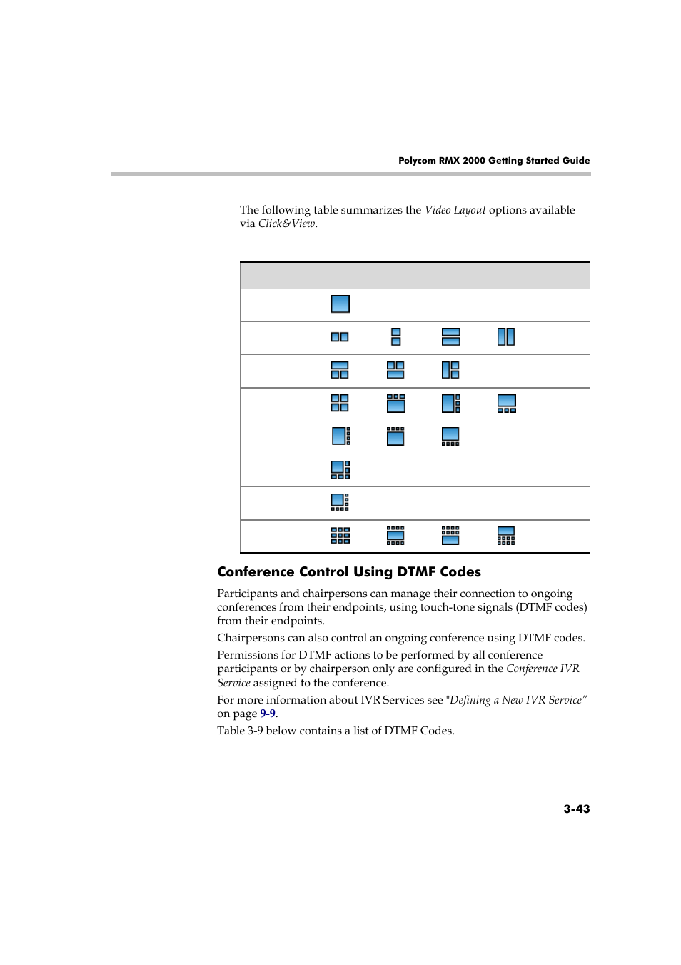 Conference control using dtmf codes, Conference control using dtmf codes -43 | Polycom RMX 2000 User Manual | Page 77 / 84