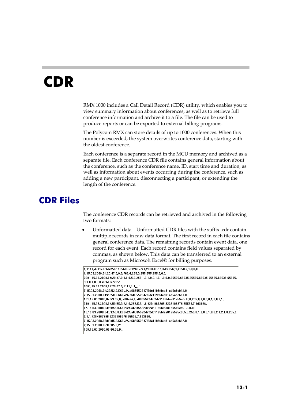 Cdr files, Email | Polycom RMX 1000 User Manual | Page 114 / 167