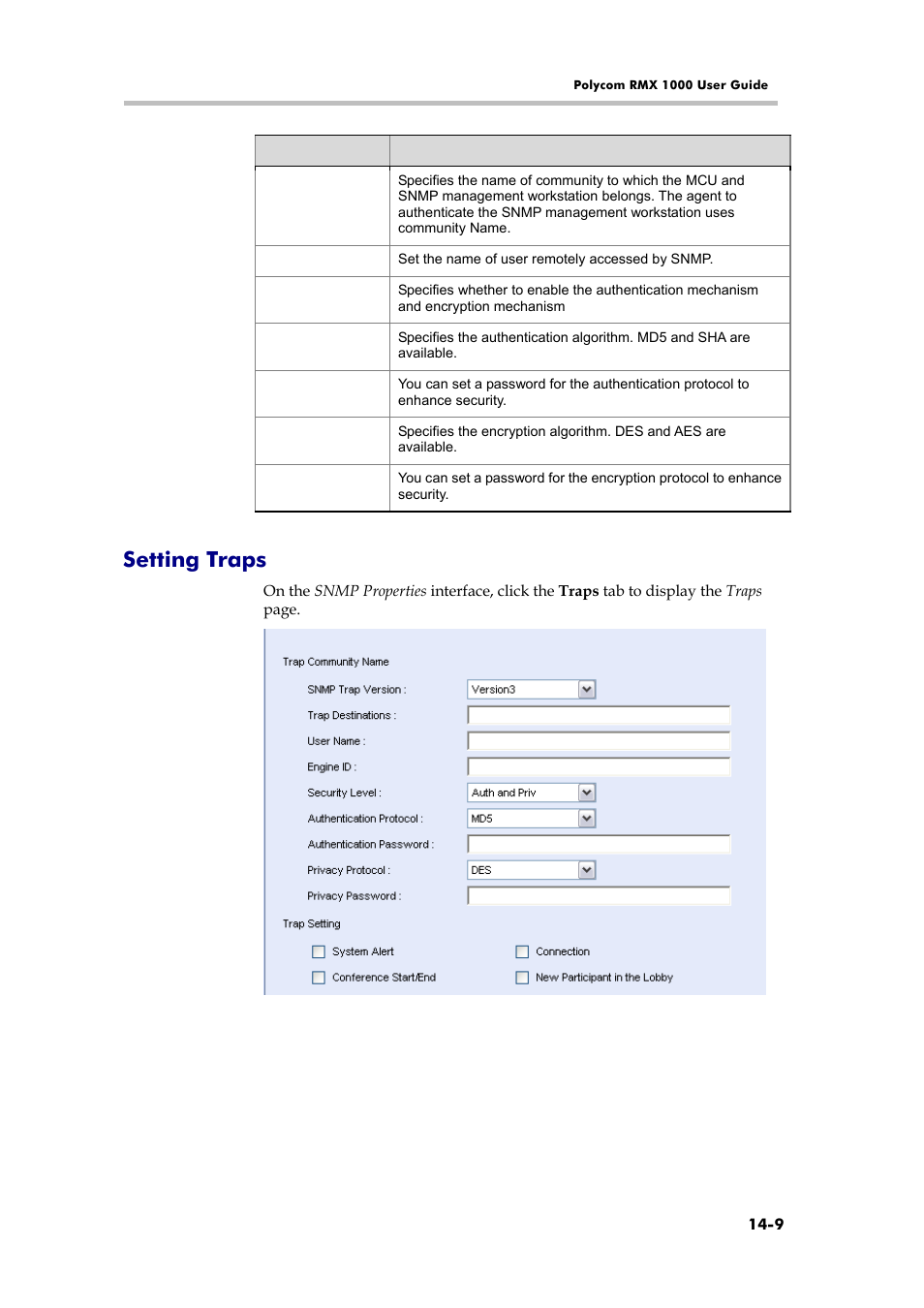 Setting traps, Saving cdr records | Polycom RMX 1000 User Manual | Page 126 / 167