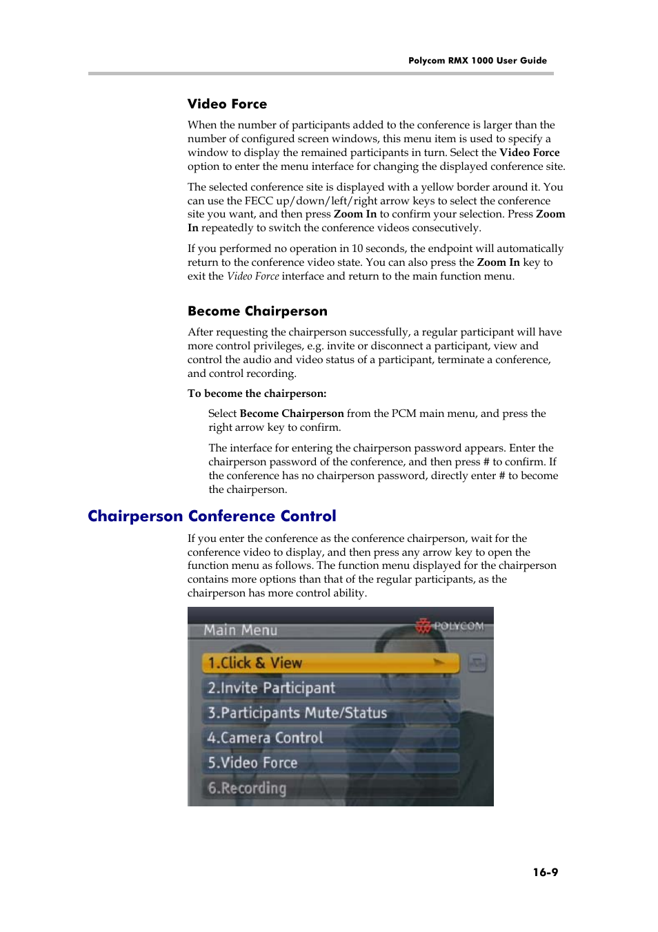 Chairperson conference control | Polycom RMX 1000 User Manual | Page 150 / 167