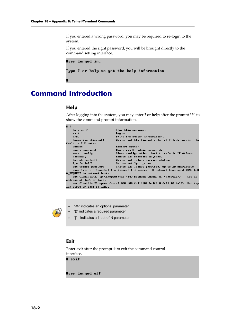 Command introduction, Help, Exit | Polycom RMX 1000 User Manual | Page 157 / 167