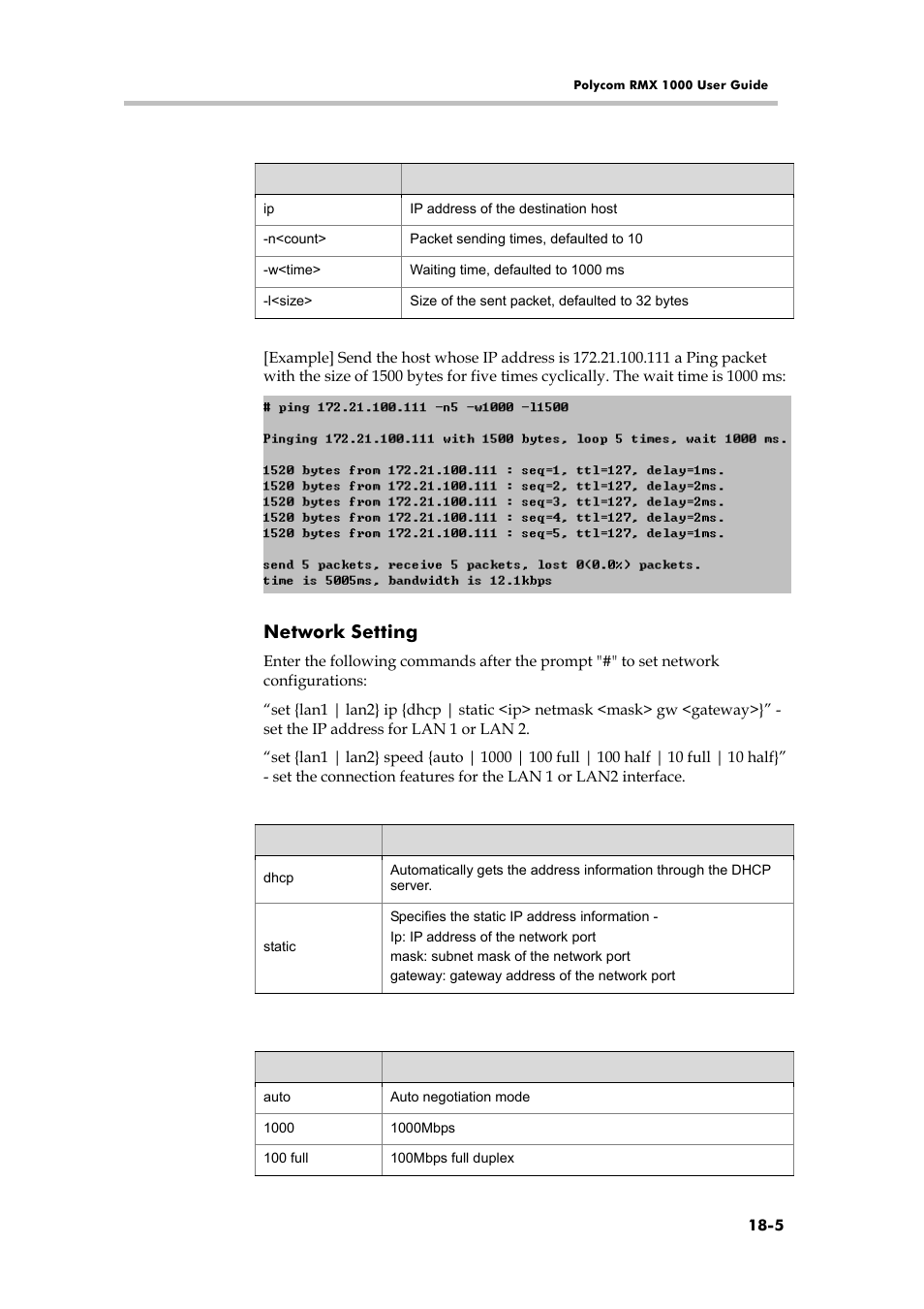 Network setting | Polycom RMX 1000 User Manual | Page 160 / 167