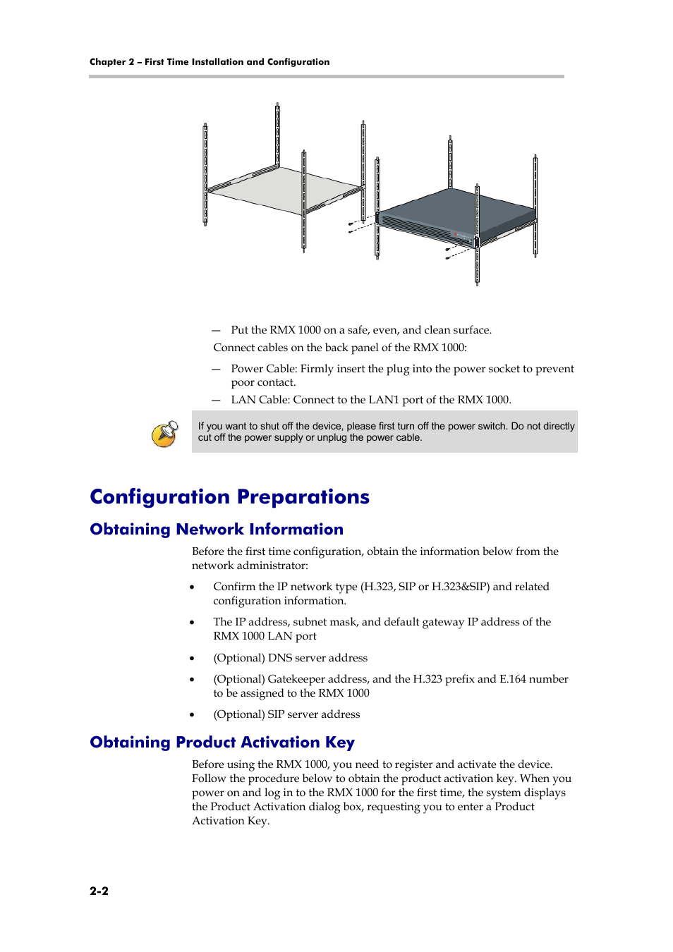 Configuration preparations, Obtaining network information, Obtaining product activation key | Polycom RMX 1000 User Manual | Page 17 / 167