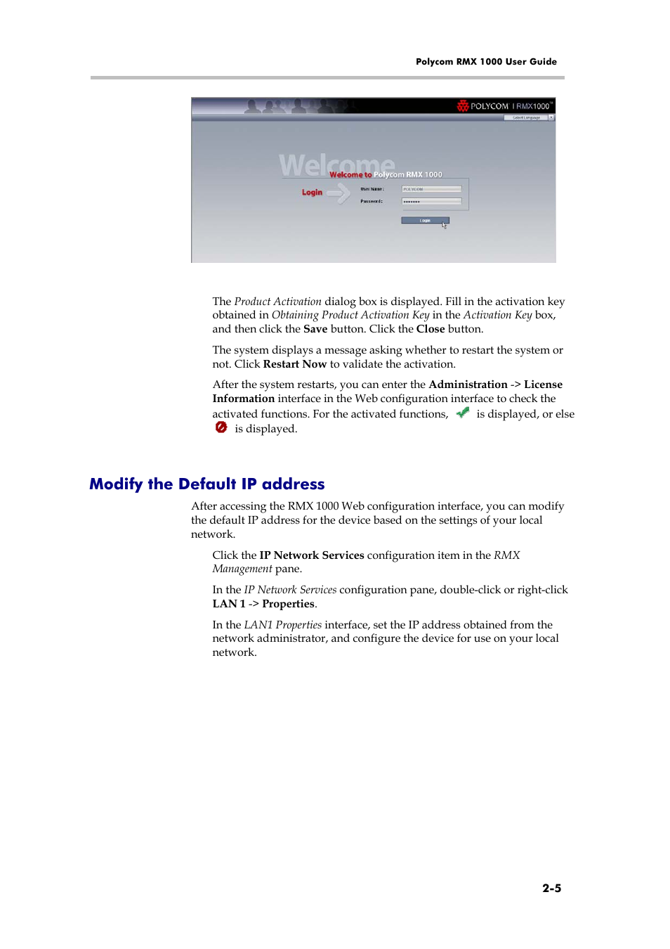 Modify the default ip address, First time configuration, Connect pc to rmx 1000 | Polycom RMX 1000 User Manual | Page 20 / 167