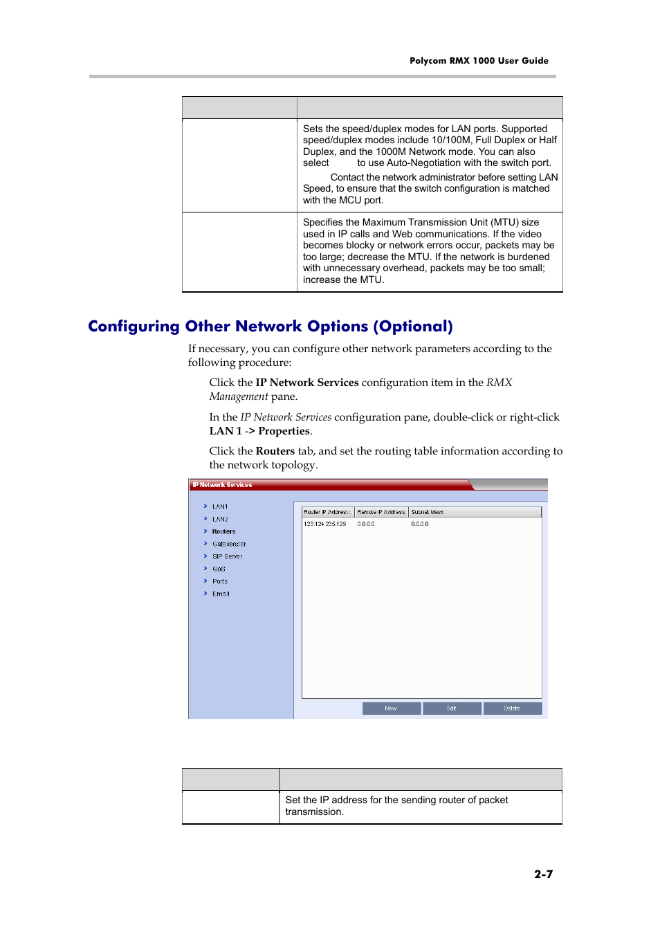 Configuring other network options (optional), Modify the default ip address | Polycom RMX 1000 User Manual | Page 22 / 167