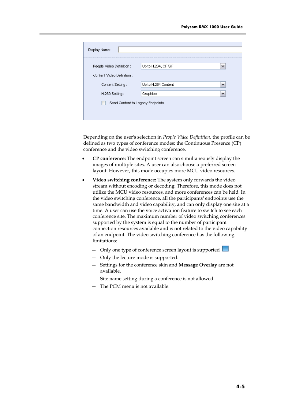 Defining a conference profile, General settings | Polycom RMX 1000 User Manual | Page 44 / 167