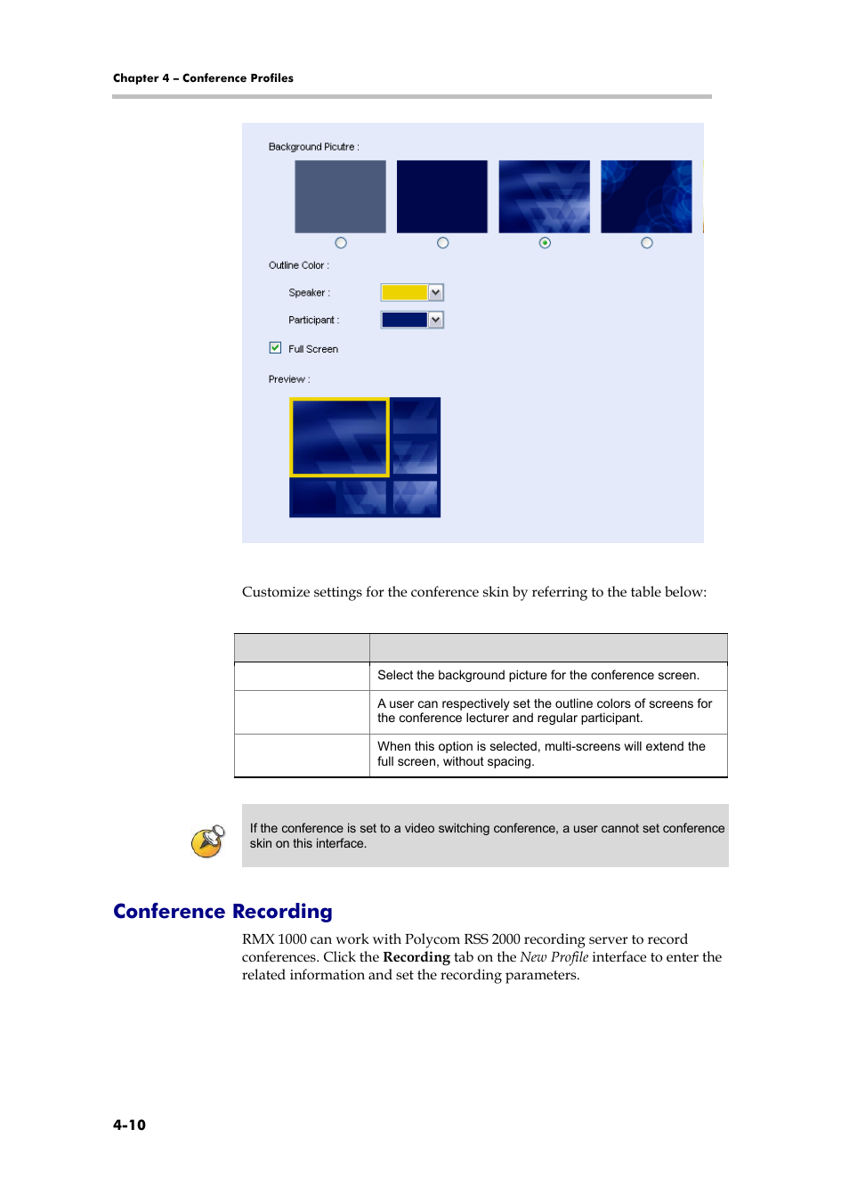 Conference recording | Polycom RMX 1000 User Manual | Page 49 / 167