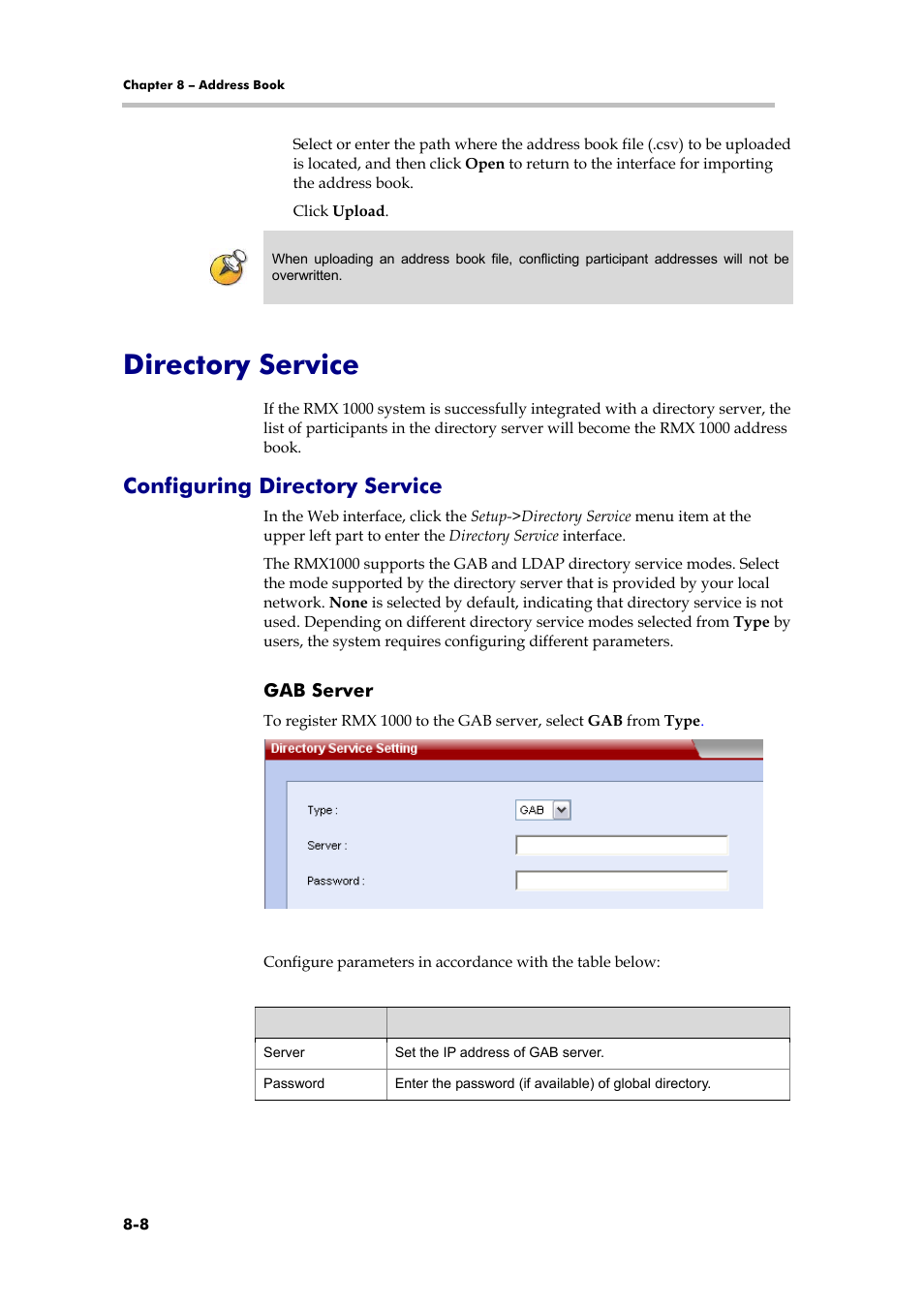 Directory service, Configuring directory service, Reserving a daily conference | Reserving a weekly conference | Polycom RMX 1000 User Manual | Page 75 / 167