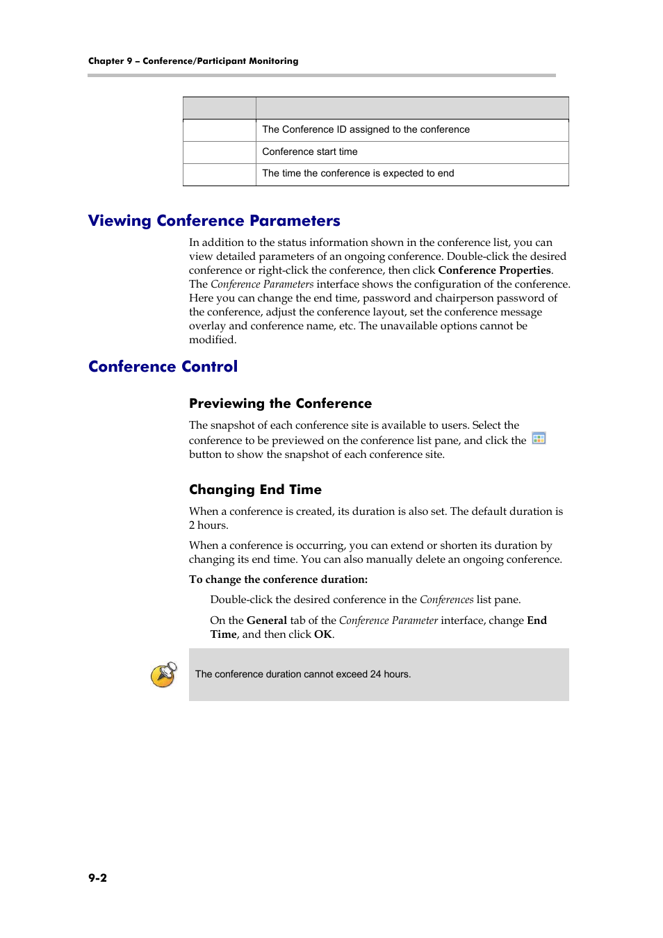 Viewing conference parameters, Conference control | Polycom RMX 1000 User Manual | Page 81 / 167