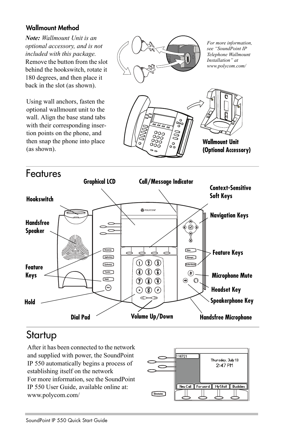 Features startup | Polycom IP 550 User Manual | Page 3 / 4