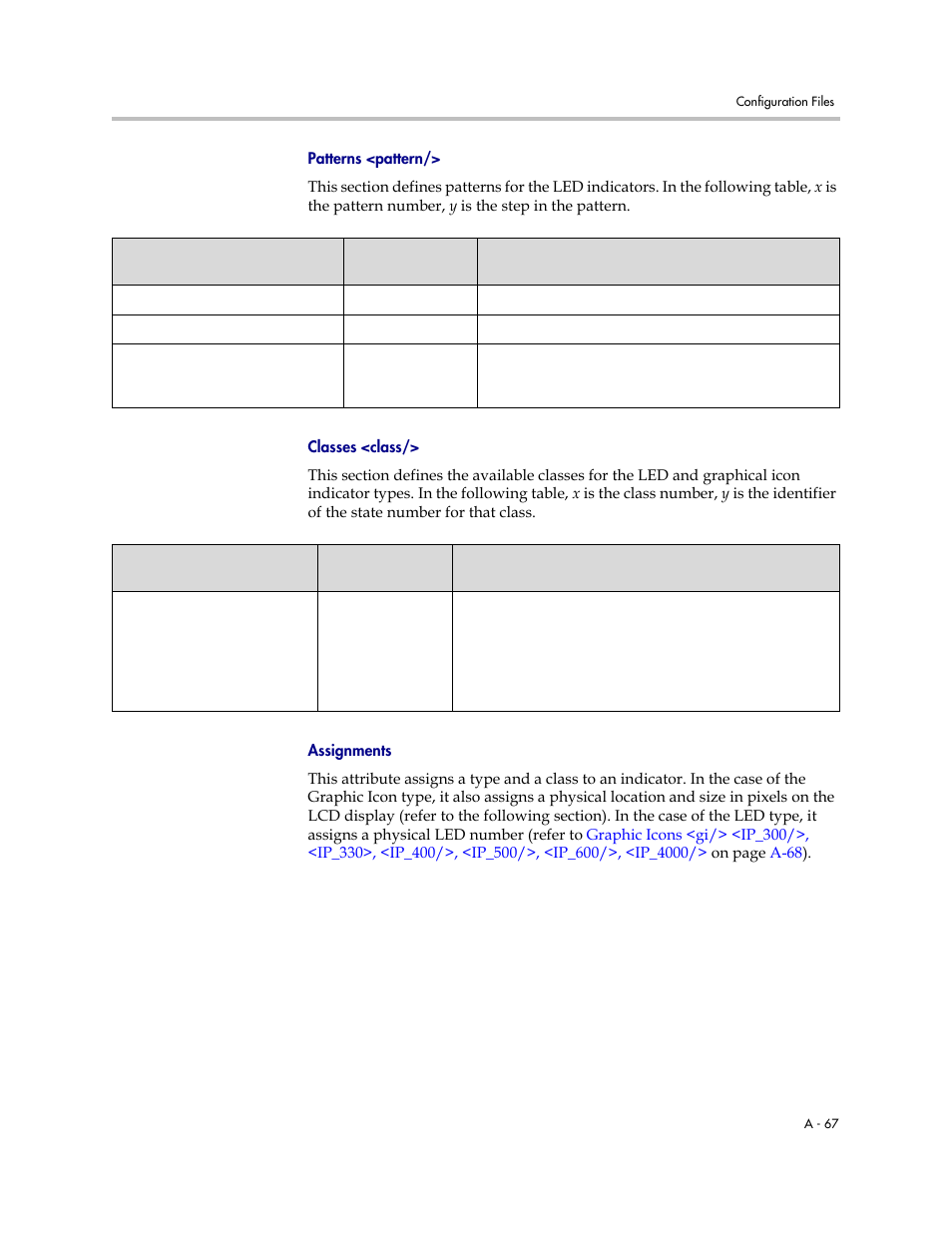 Patterns <pattern, Classes <class, Assignments | Polycom SIP 2.2.2 User Manual | Page 179 / 256
