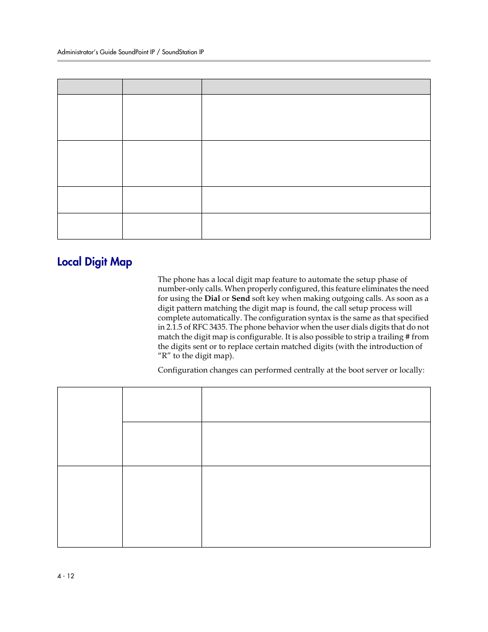 Local digit map, Local digit map –12, The phone | Polycom SIP 2.2.2 User Manual | Page 60 / 256