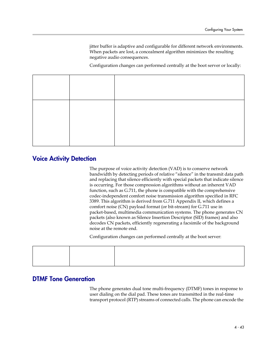 Voice activity detection, Dtmf tone generation | Polycom SIP 2.2.2 User Manual | Page 91 / 256