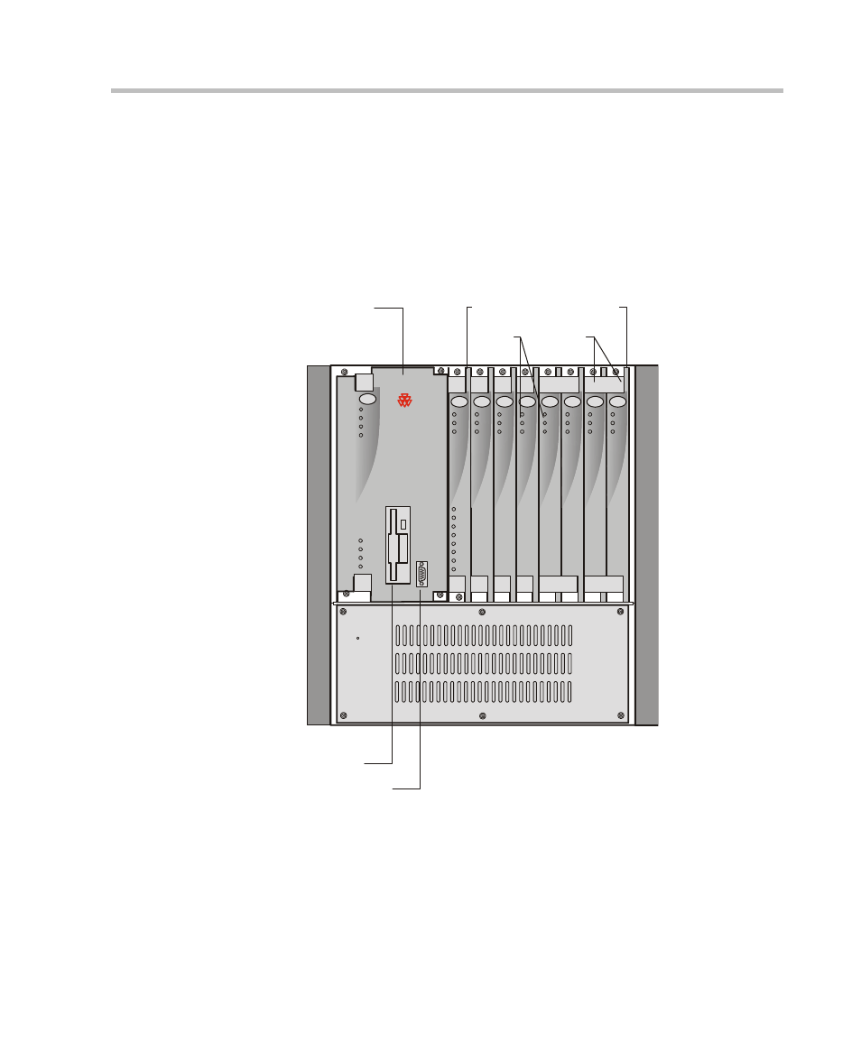 Mgc-50 components location, Mgc-50 components location -7, Figure 4-6: mgc-50 front panel | Mgc hardware and installation manual, Functional modules, Leds | Polycom DOC2237A User Manual | Page 79 / 170