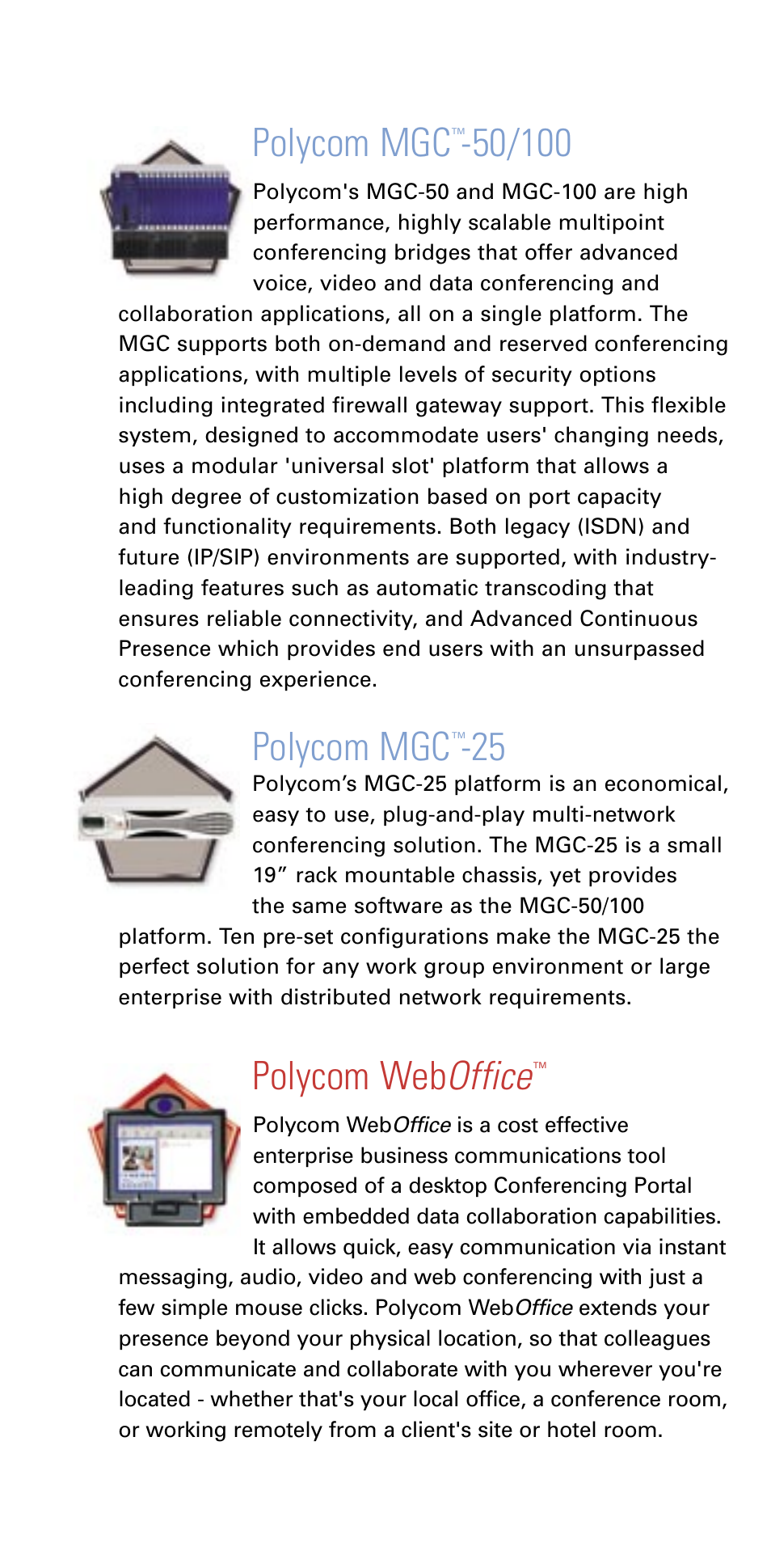 Polycom mgc -25, Polycom web office | Polycom MGC-100 User Manual | Page 4 / 8