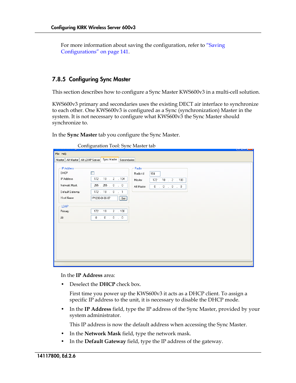 5 configuring sync master, Figure 75, Configuration tool: sync master tab | Polycom KIRK 14117800 User Manual | Page 136 / 220
