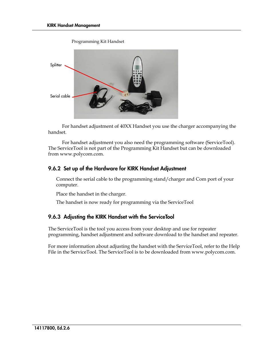 3 adjusting the kirk handset with the servicetool, Figure 95, Programming kit handset | Polycom KIRK 14117800 User Manual | Page 164 / 220