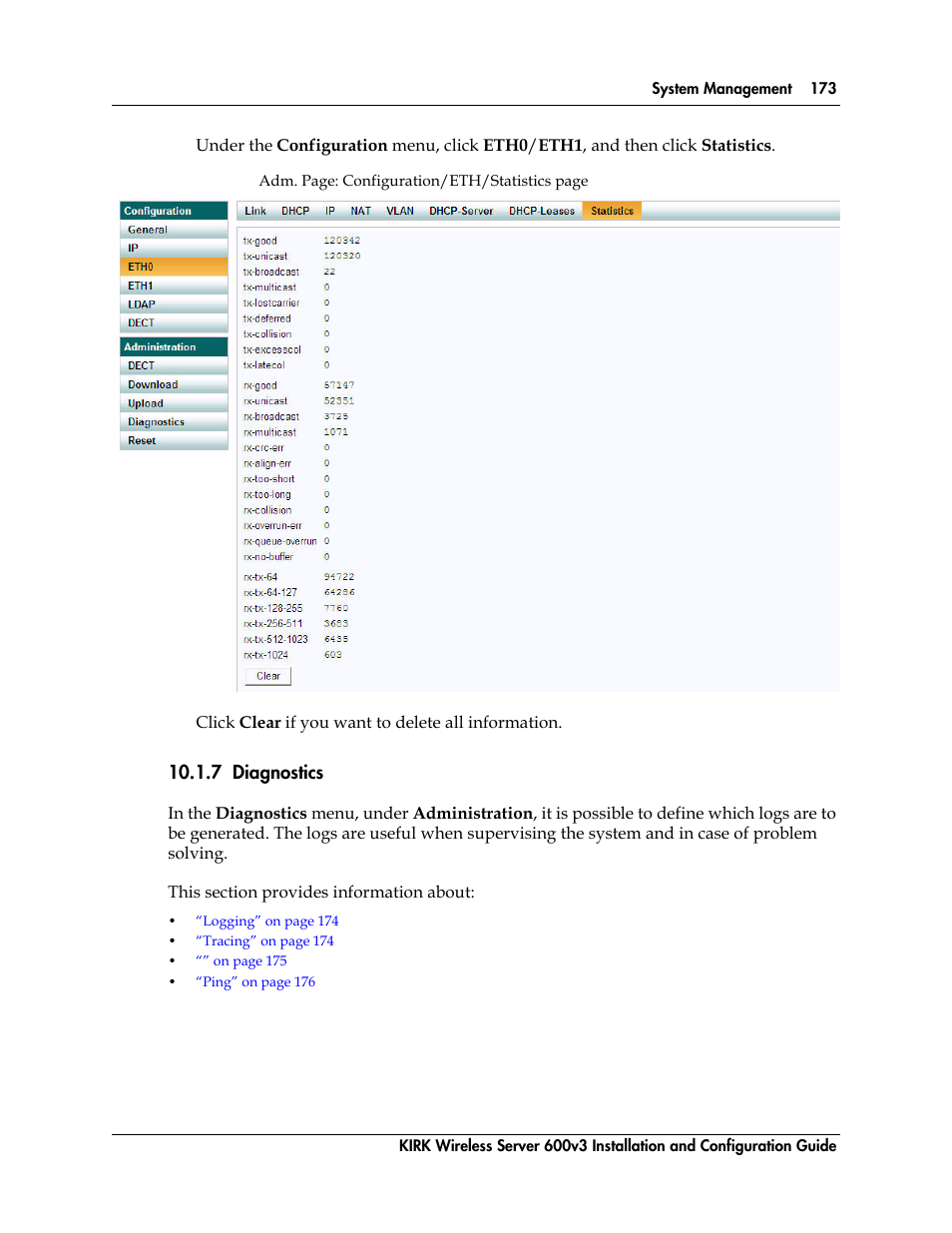 7 diagnostics, Figure 107 | Polycom KIRK 14117800 User Manual | Page 173 / 220