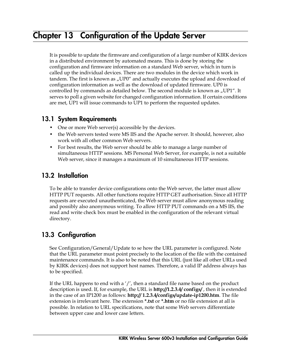 Chapter 13 configuration of the update server, 1 system requirements, 2 installation | 3 configuration, Configuration of the update server | Polycom KIRK 14117800 User Manual | Page 191 / 220