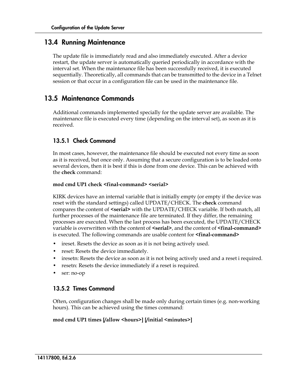 4 running maintenance, 5 maintenance commands, 1 check command | 2 times command | Polycom KIRK 14117800 User Manual | Page 192 / 220