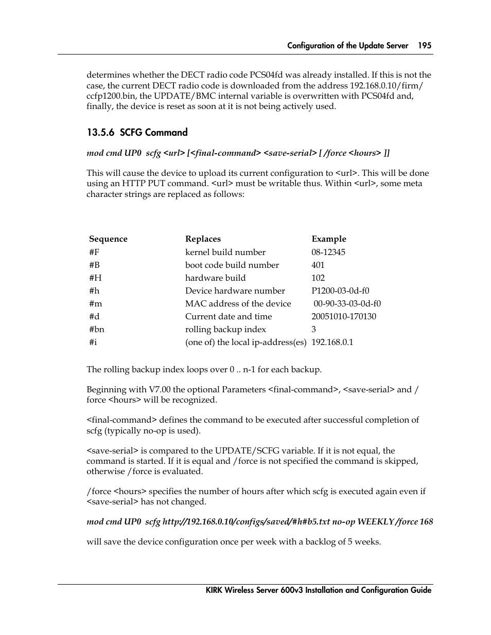 6 scfg command | Polycom KIRK 14117800 User Manual | Page 195 / 220