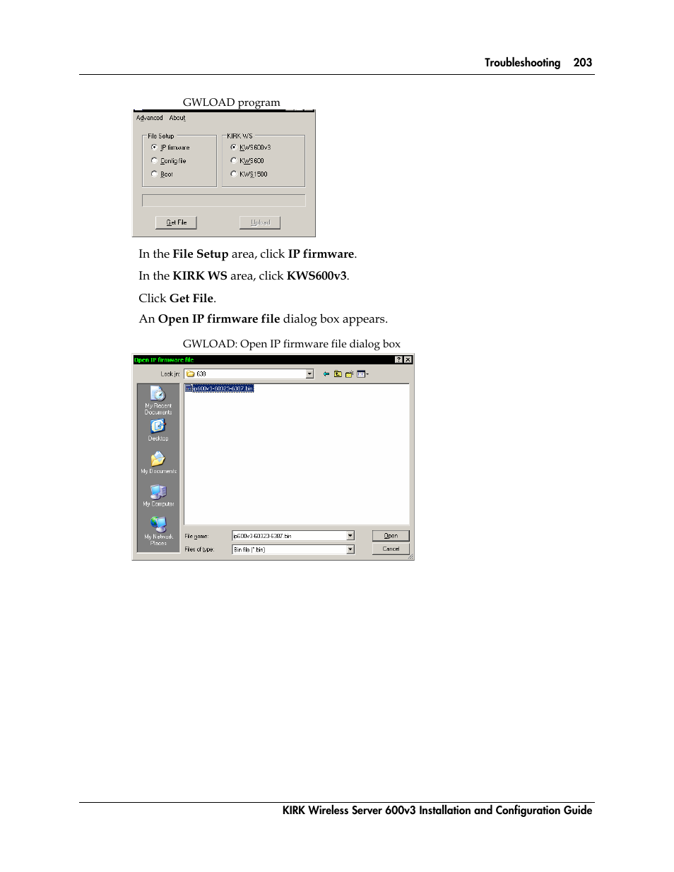 Figure 121, Gwload program, Figure 122 | Gwload: open ip firmware file dialog box | Polycom KIRK 14117800 User Manual | Page 203 / 220