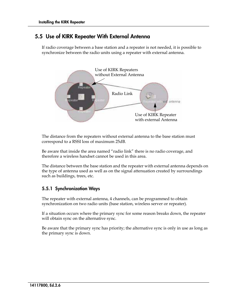 5 use of kirk repeater with external antenna, 1 synchronization ways | Polycom KIRK 14117800 User Manual | Page 64 / 220