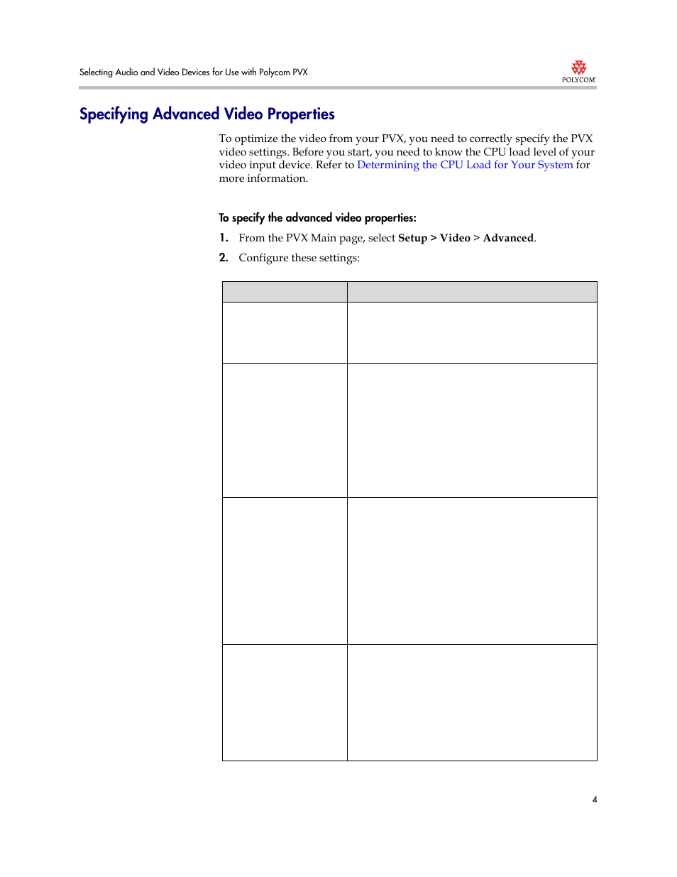 Specifying advanced video properties | Polycom 3725-22724-003/A User Manual | Page 4 / 12