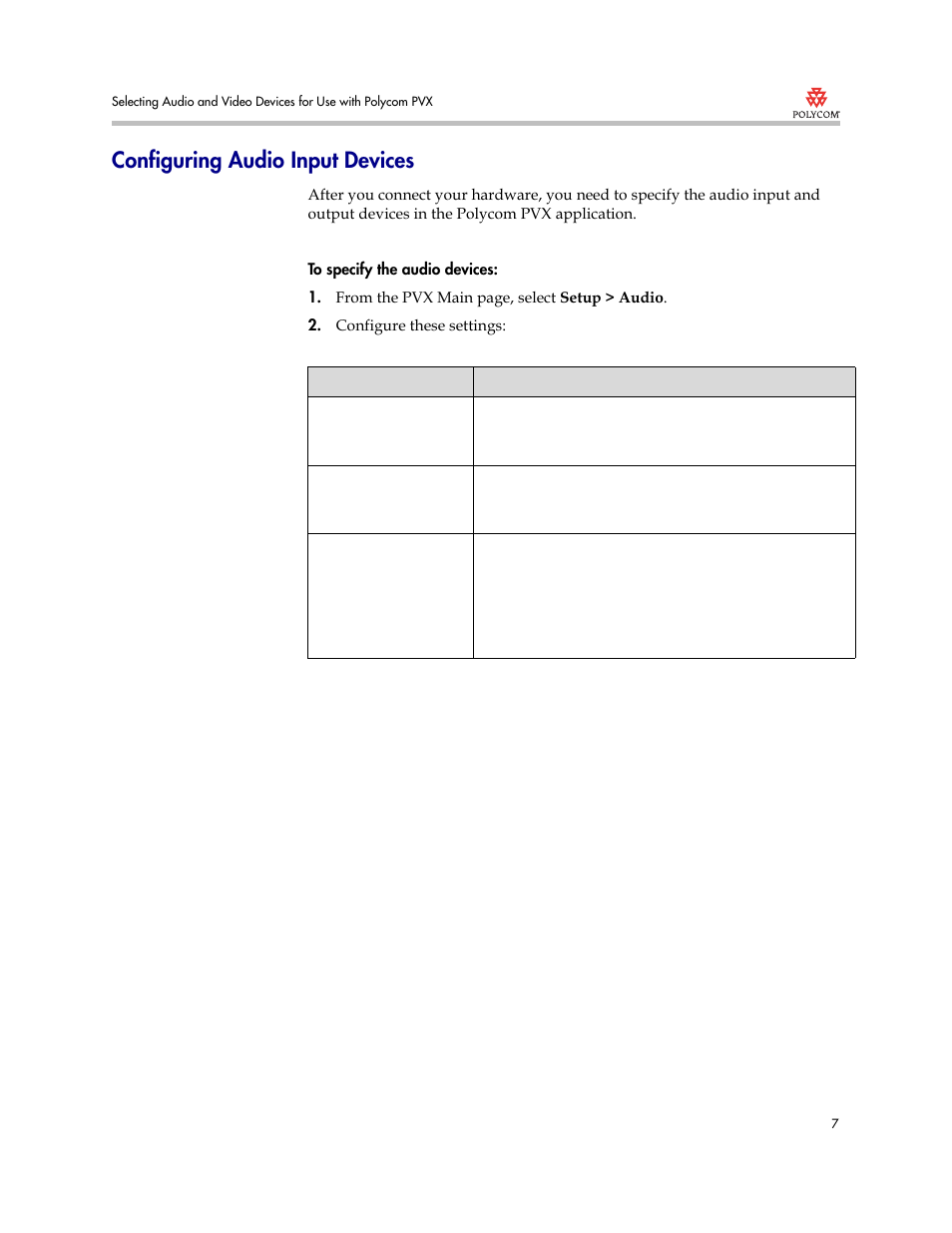 Configuring audio input devices | Polycom 3725-22724-003/A User Manual | Page 7 / 12