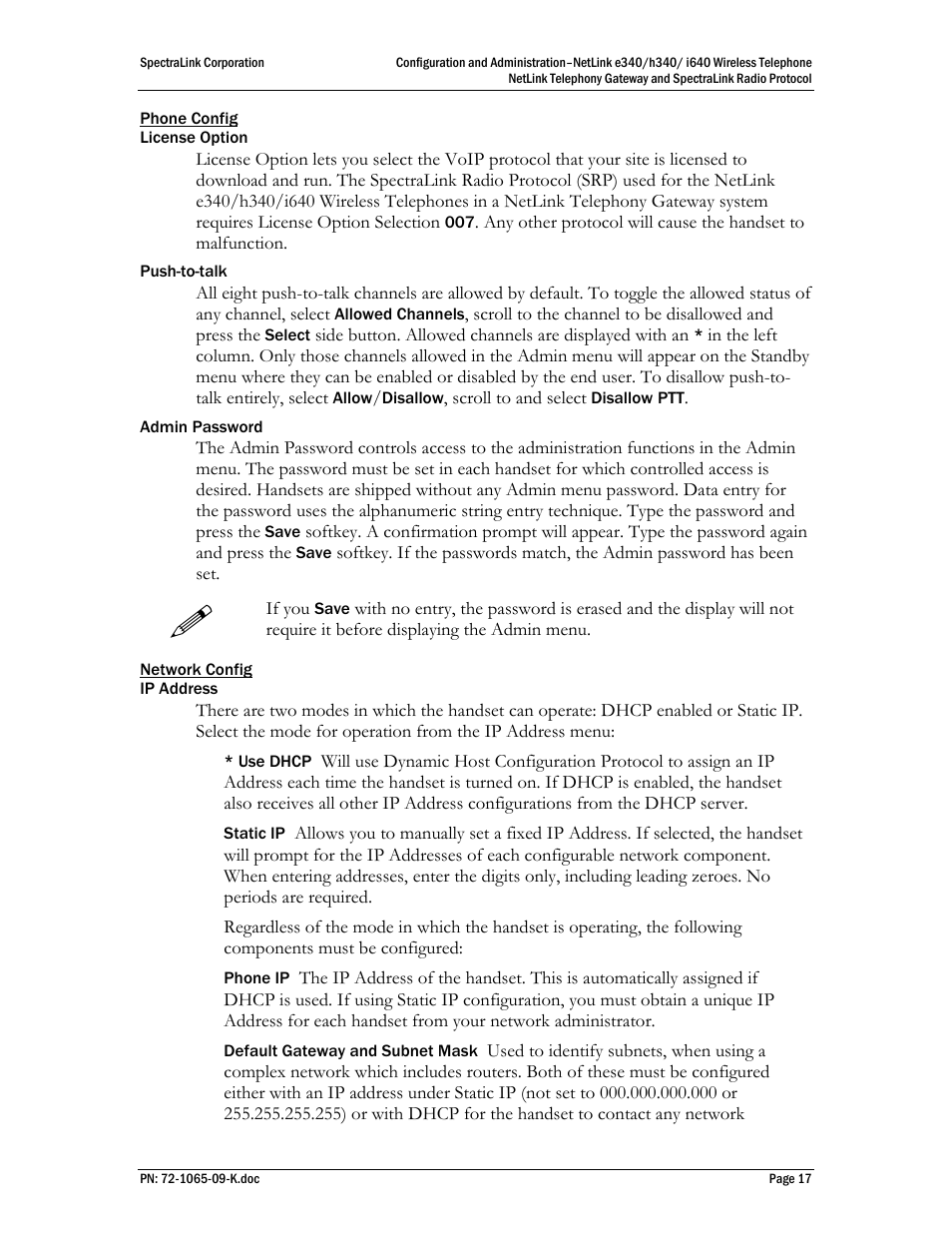 Polycom SpectraLink NetLink 72-1065-09 User Manual | Page 17 / 47