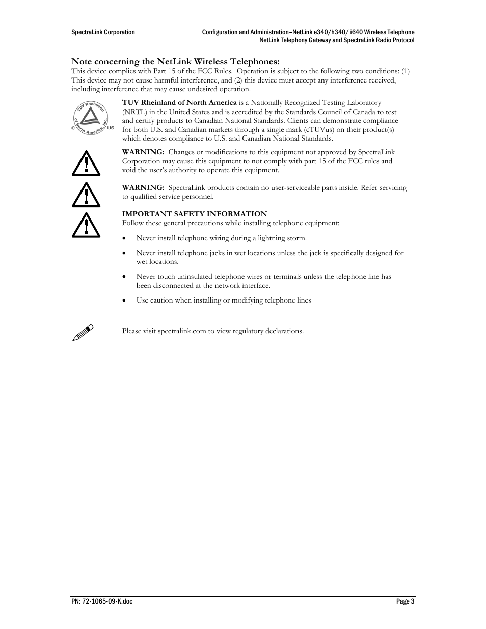 Polycom SpectraLink NetLink 72-1065-09 User Manual | Page 3 / 47