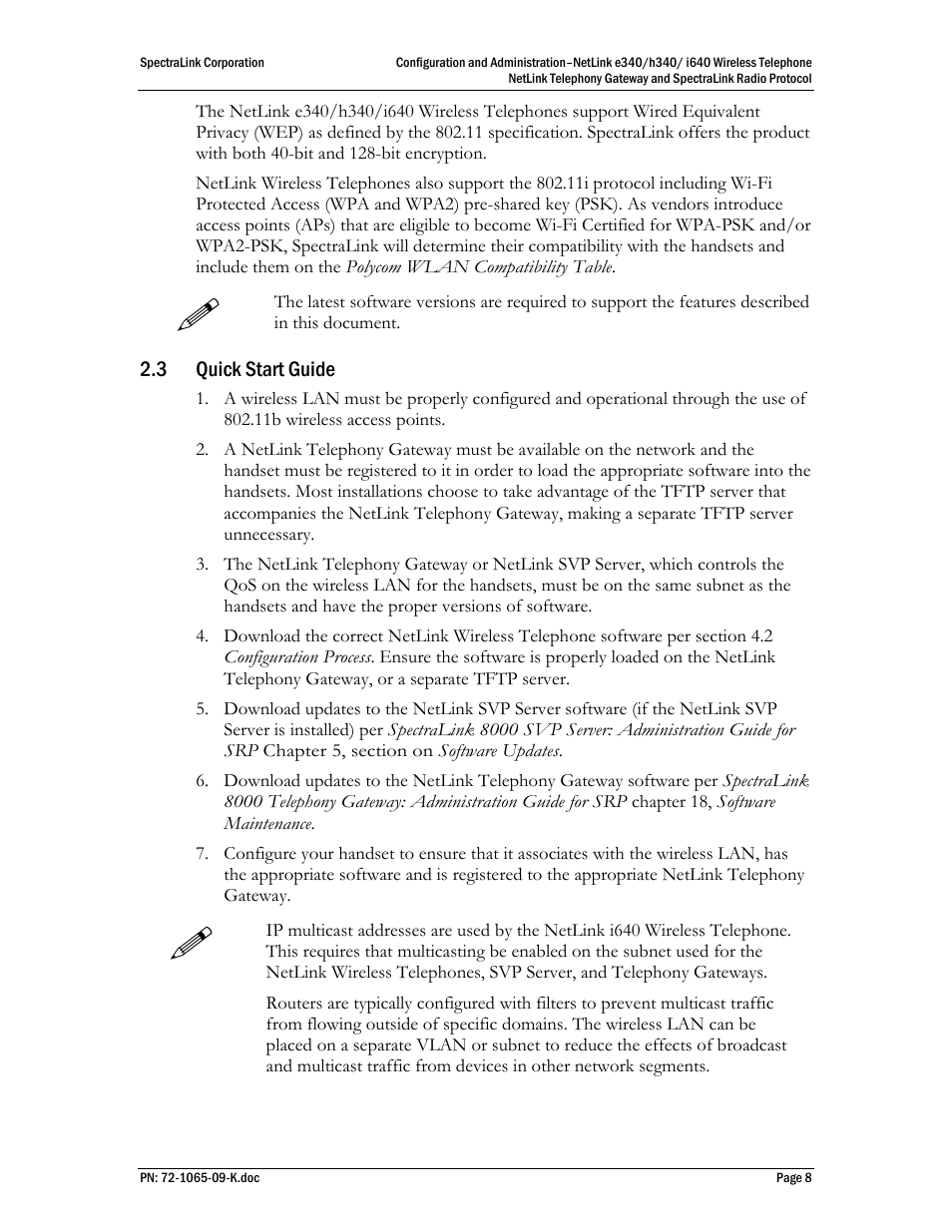 3 quick start guide | Polycom SpectraLink NetLink 72-1065-09 User Manual | Page 8 / 47