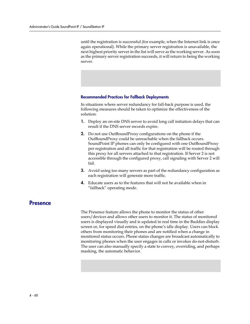 Presence, Presence –60 | Polycom SOUNDPOINT SIP 3.1 User Manual | Page 114 / 337