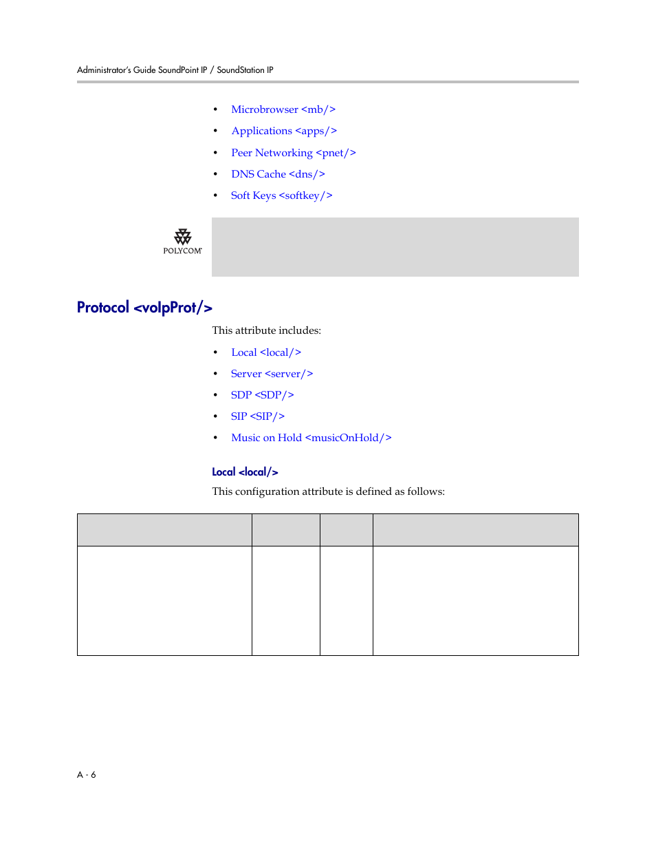 Protocol <voipprot, Local <local | Polycom SOUNDPOINT SIP 3.1 User Manual | Page 160 / 337