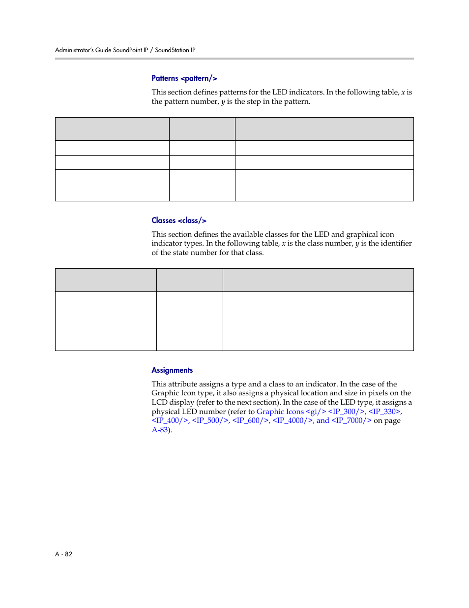 Patterns <pattern, Classes <class, Assignments | Polycom SOUNDPOINT SIP 3.1 User Manual | Page 236 / 337